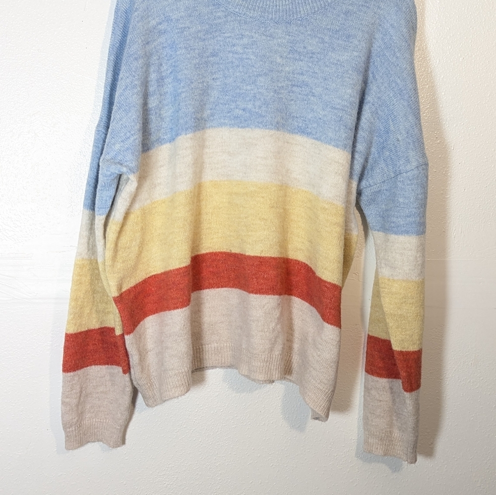 Women's Urban Outfitters Blue And Yellow Stripe Wool Sweater - Picture 9 of 9